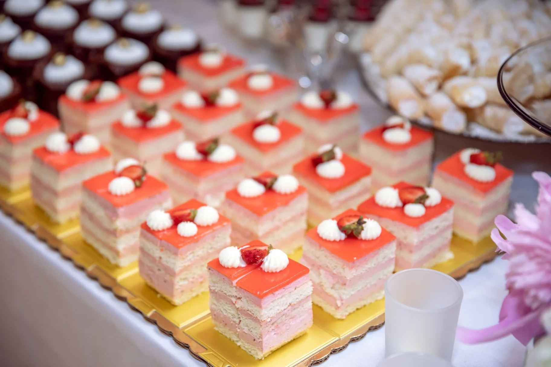 Pink strawberry mini cakes